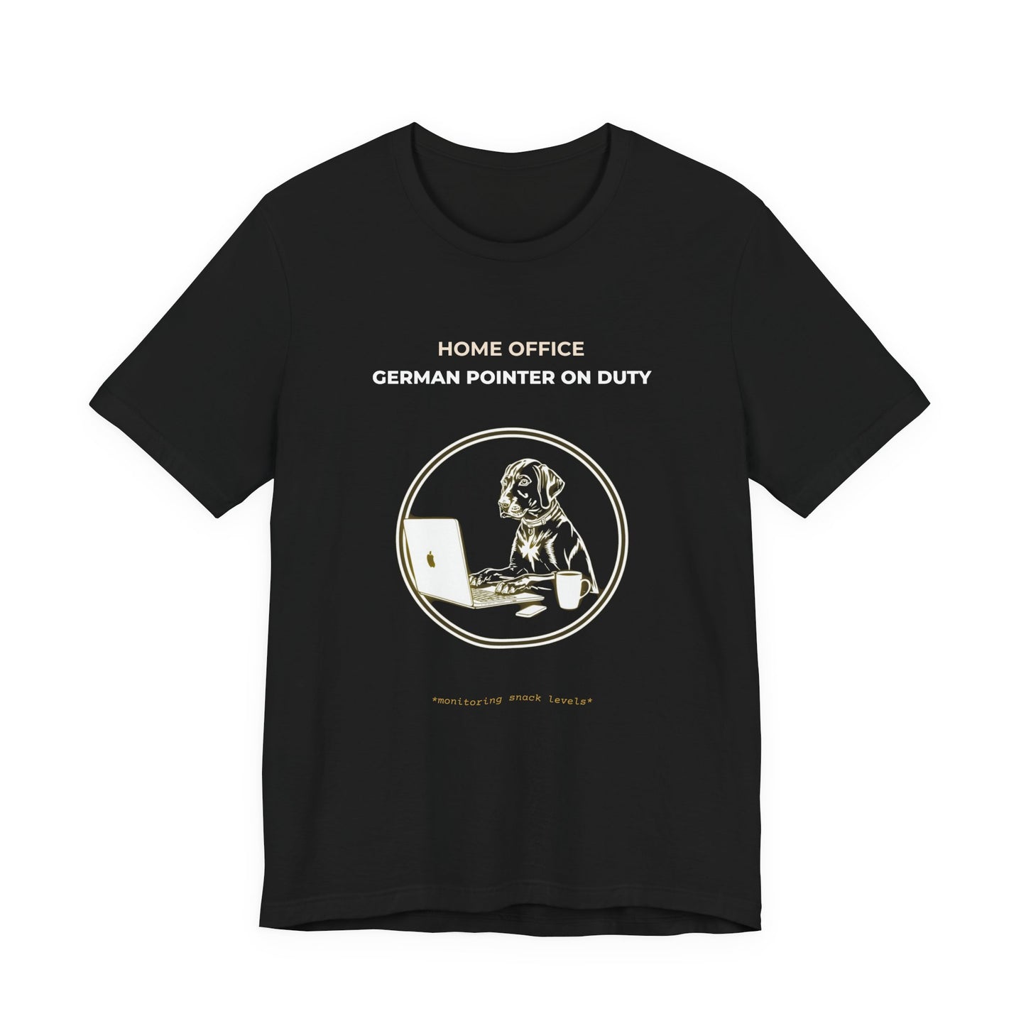 Home Office T-Shirt – "German Pointer On Duty" Laptop Dog Tee