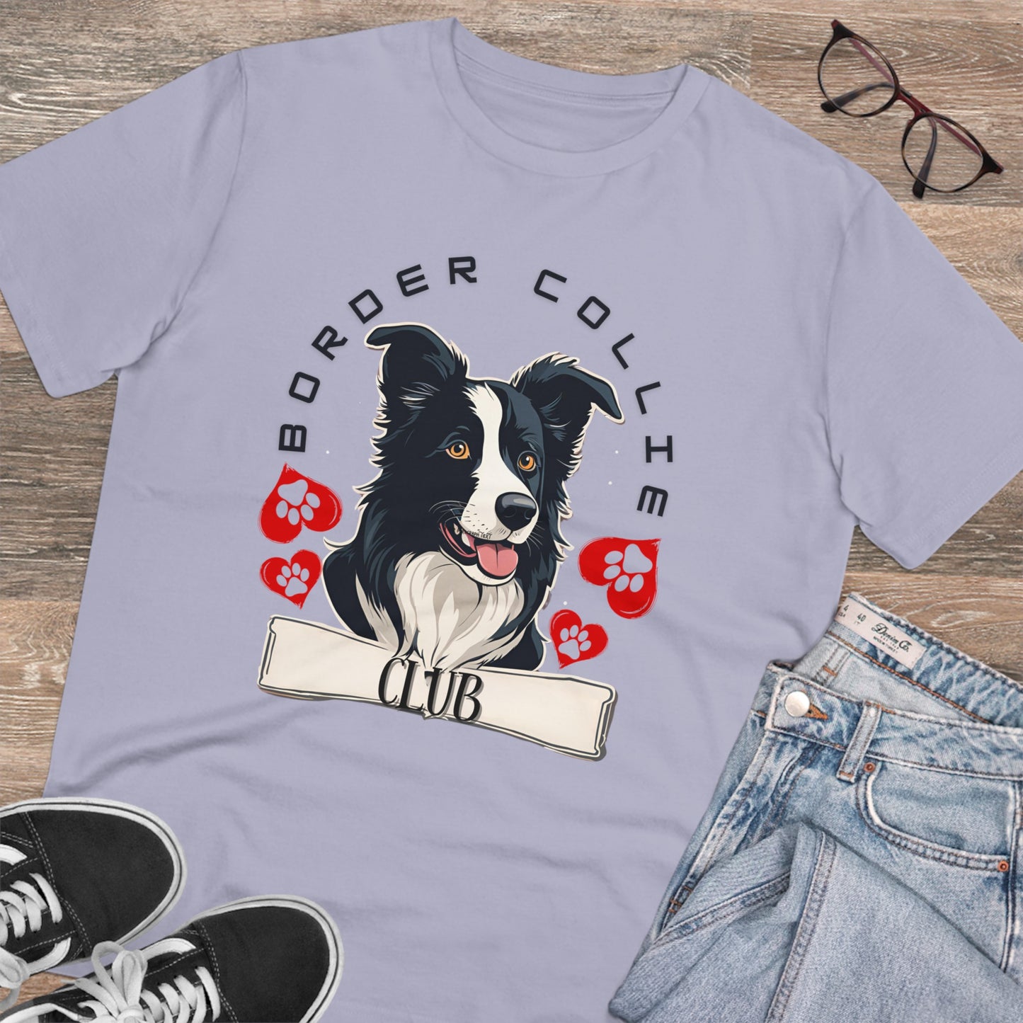 "BORDER COLLIE CLUB" Organic Creator T-shirt - Unisex SniffWaggleAndWalk™ - Sniff Waggle And Walk