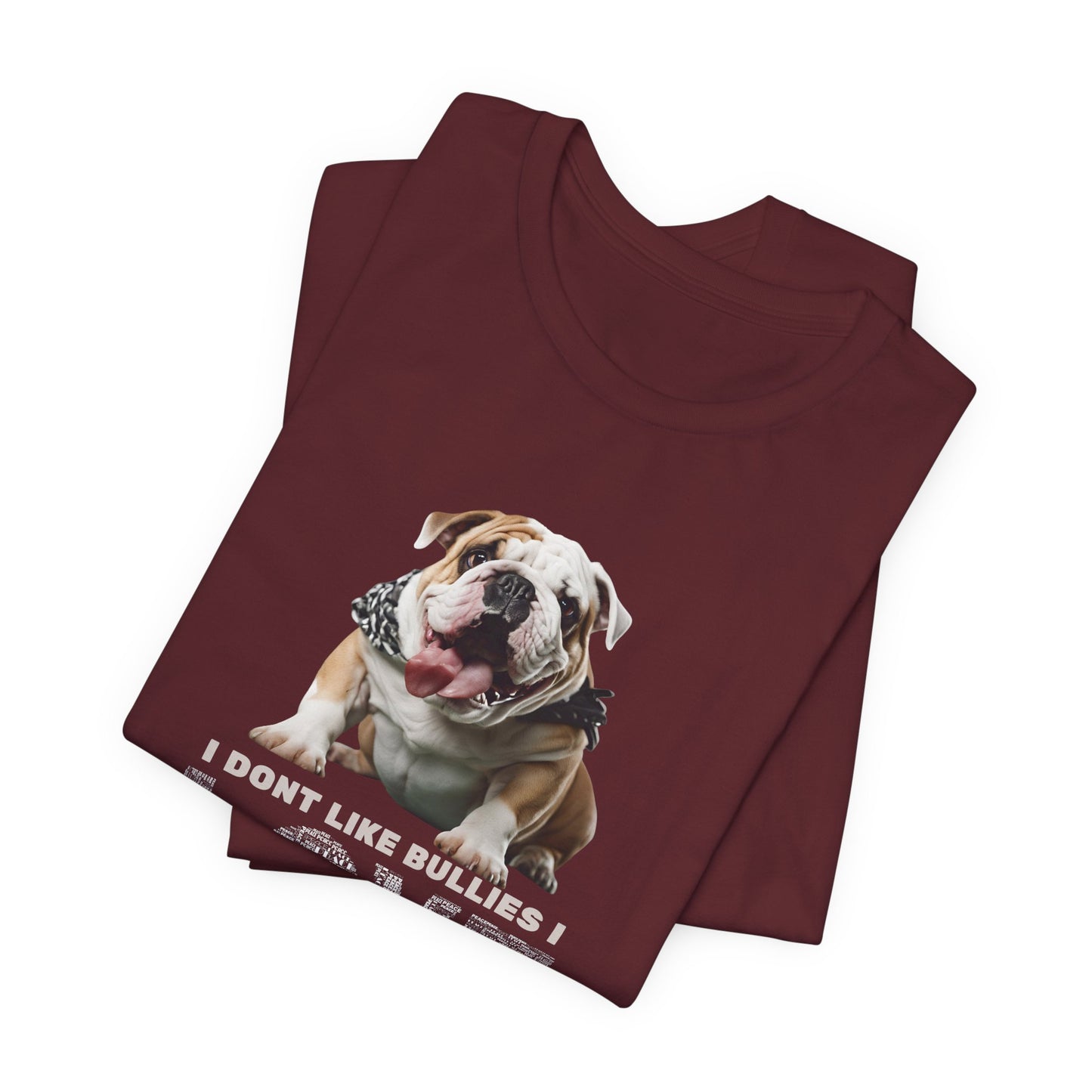 I Don't Like Bullies I Love Them T-Shirt — Dark Grey Heather — size guide — SniffWaggleNWalk™