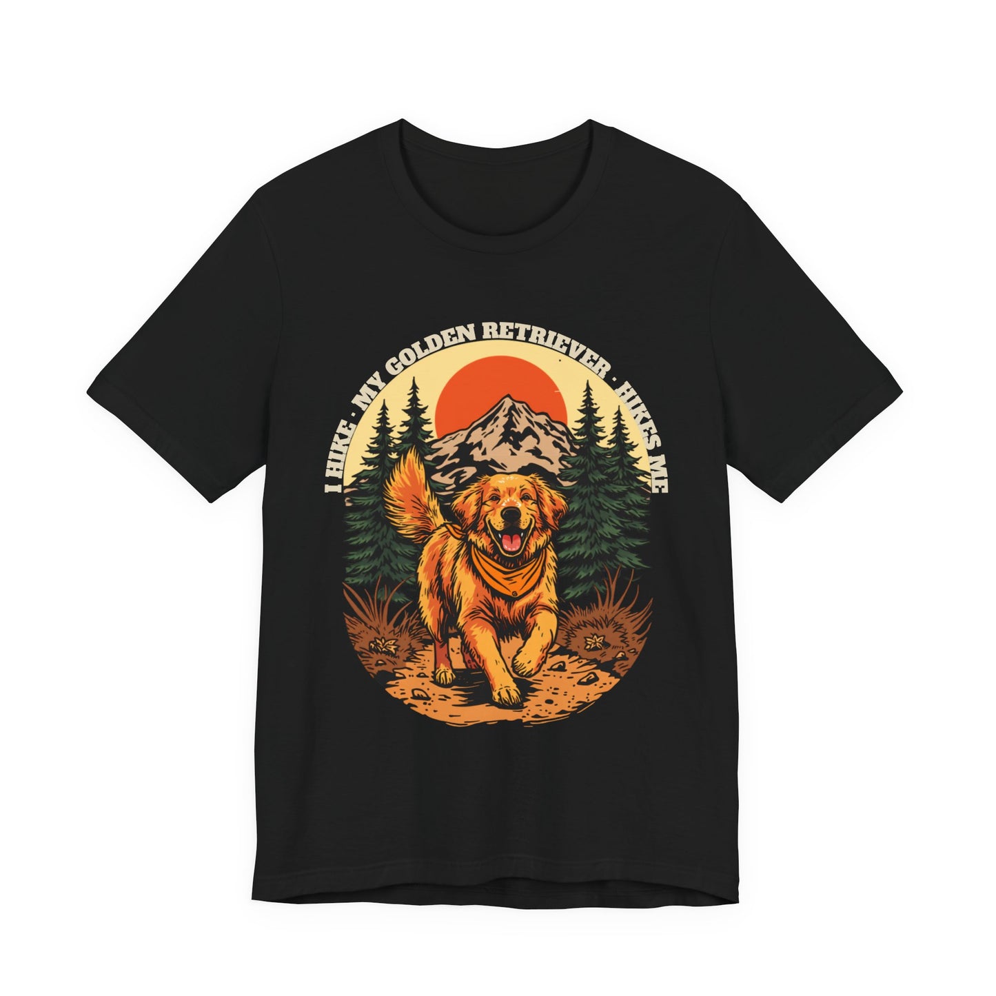 Golden Retriever dog hiking graphic tee — SniffWaggleNWalk