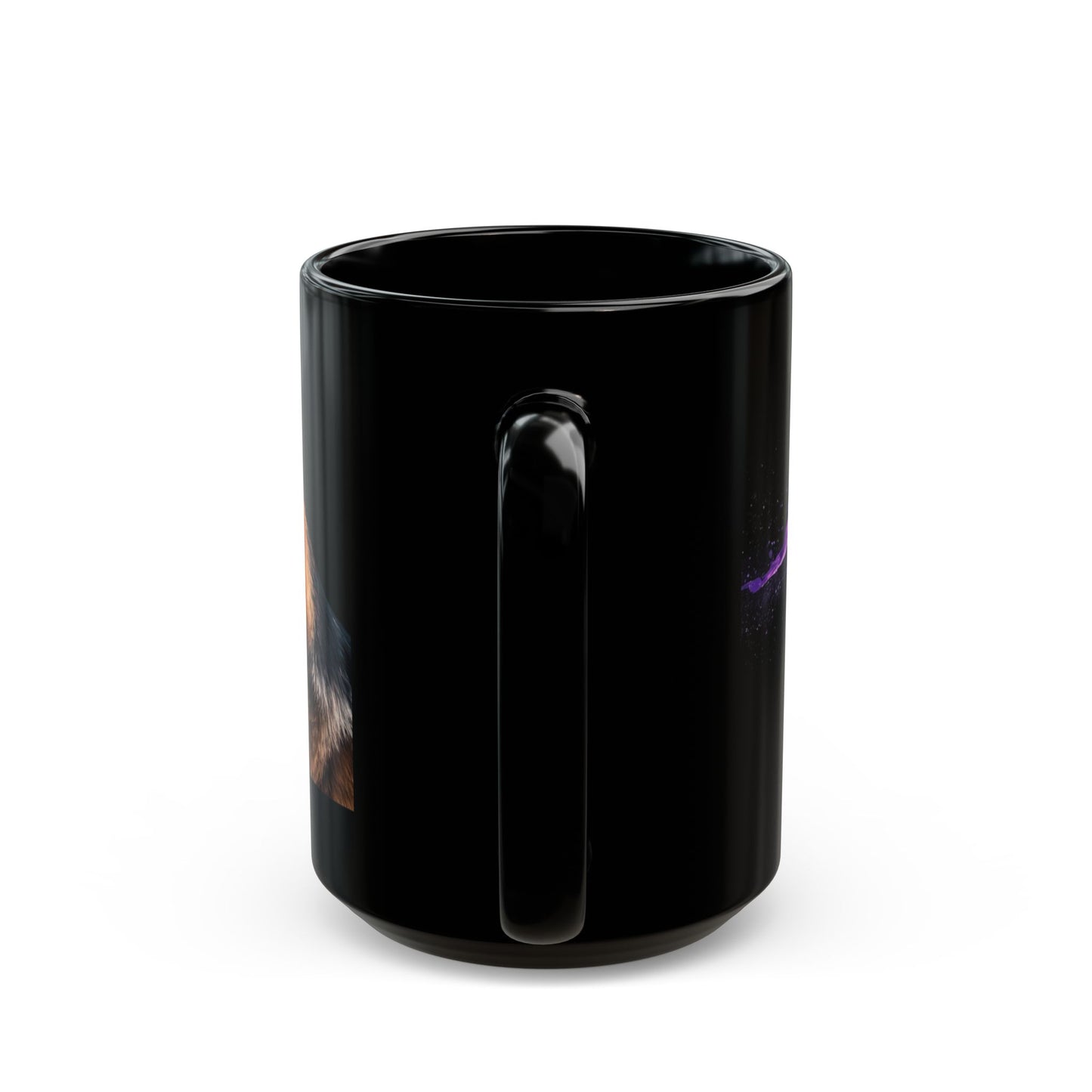 German Shepherd Galaxy Black Mug – Colorful Space Dog Coffee Cup (11oz/15oz)