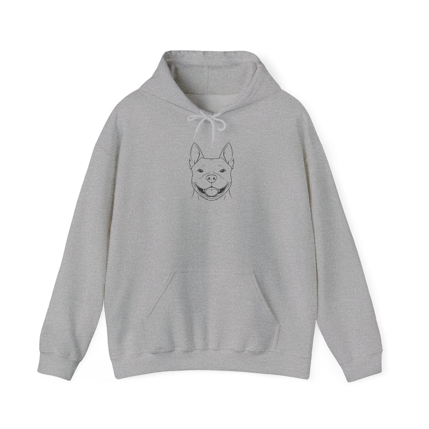 Staffie Dog Mum hoodie unisex relaxed fit on model