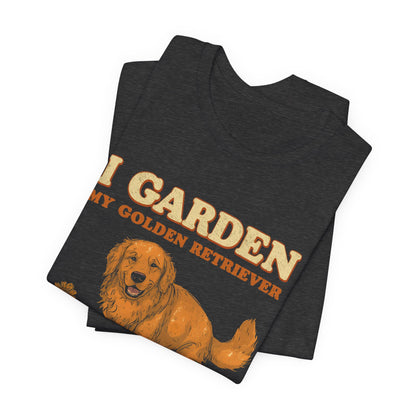 Golden Retriever gardening tee size and fit