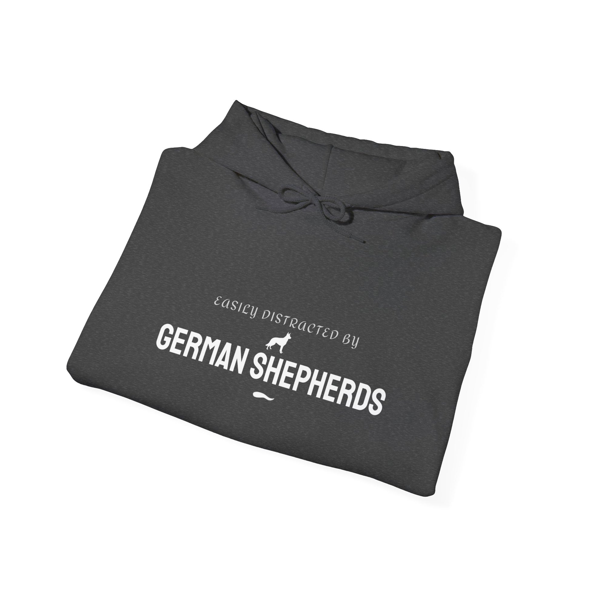 Easily Distracted by German Shepherds maroon hoodie detail