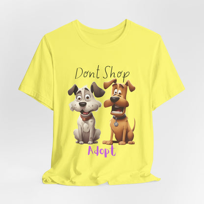 Don't Shop Adopt rescue dog t-shirt — adoption advocacy design on organic unisex tee, Sniff Waggle And Walk