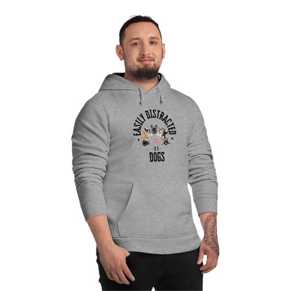 EASILY DISTRACTED BY DOGS Unisex Drummer Hoodie - Sniff Waggle And Walk