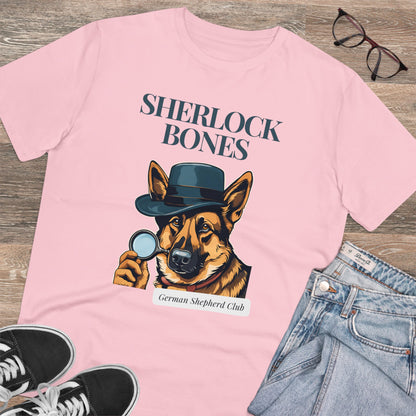 "SHERLOCK BONES" Organic Creator T-shirt - Unisex by Sniffwaggleandwalk™ - Sniff Waggle And Walk