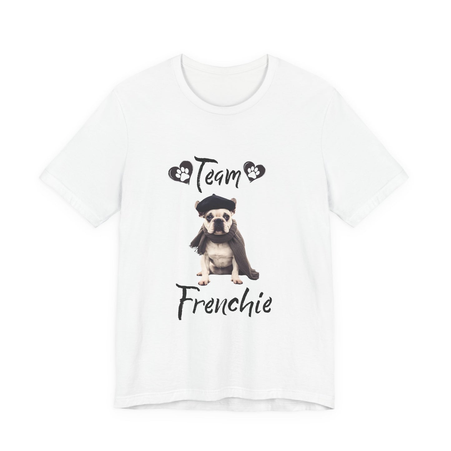 Team Frenchie French Bulldog t-shirt in Athletic Heather, front view