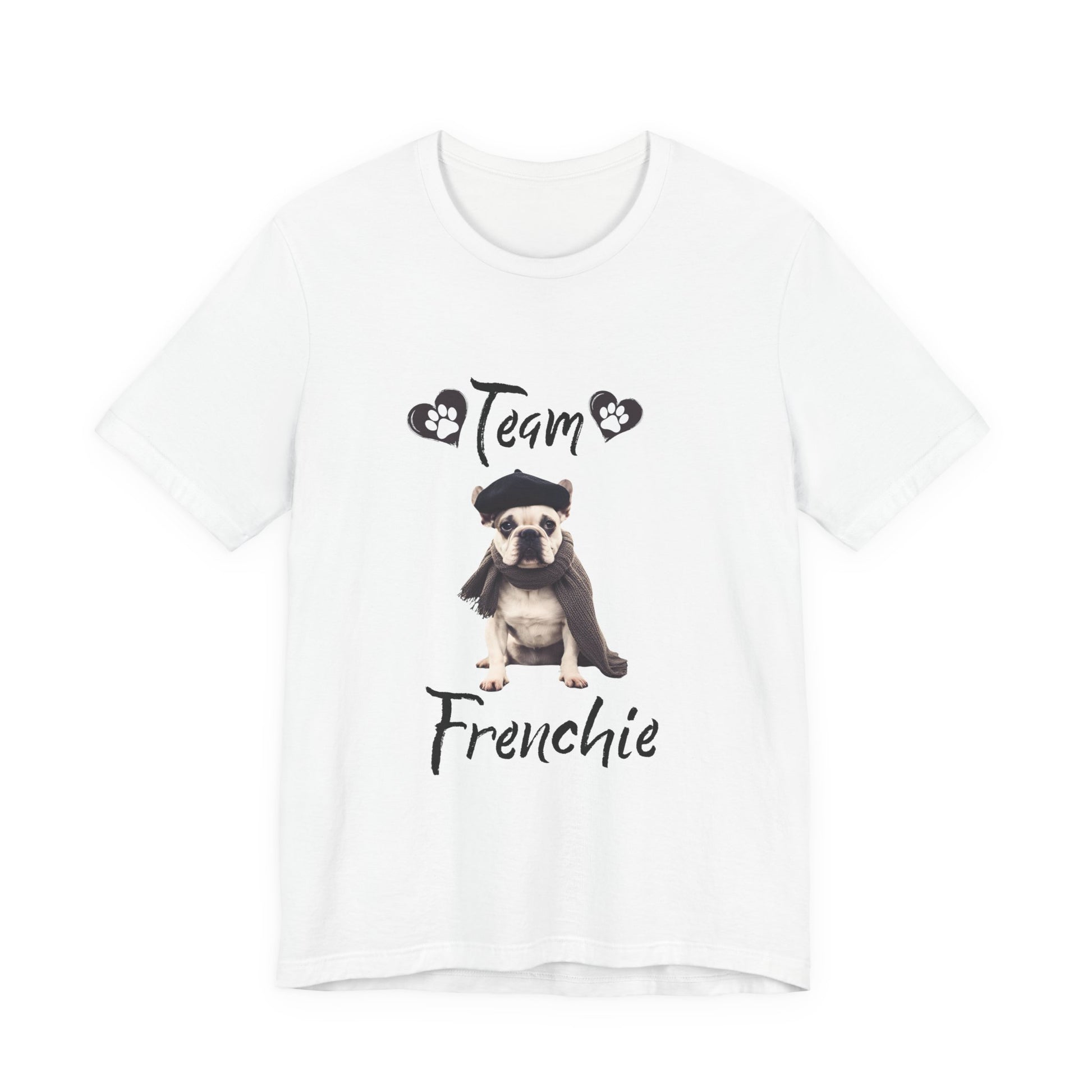 Team Frenchie French Bulldog t-shirt in Athletic Heather, front view