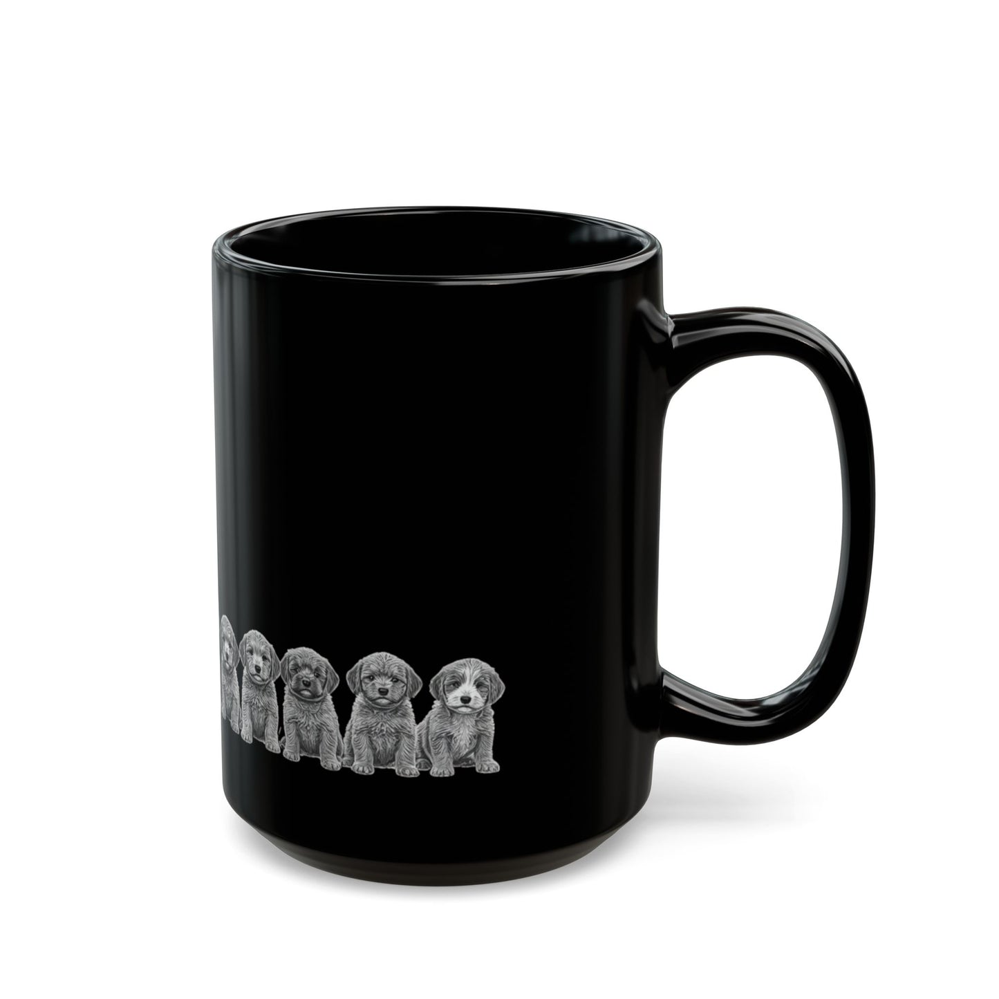 cockapoo Puppy Lineup Black Ceramic Mug — Cute Dog Coffee Tea Cup (11oz & 15oz)