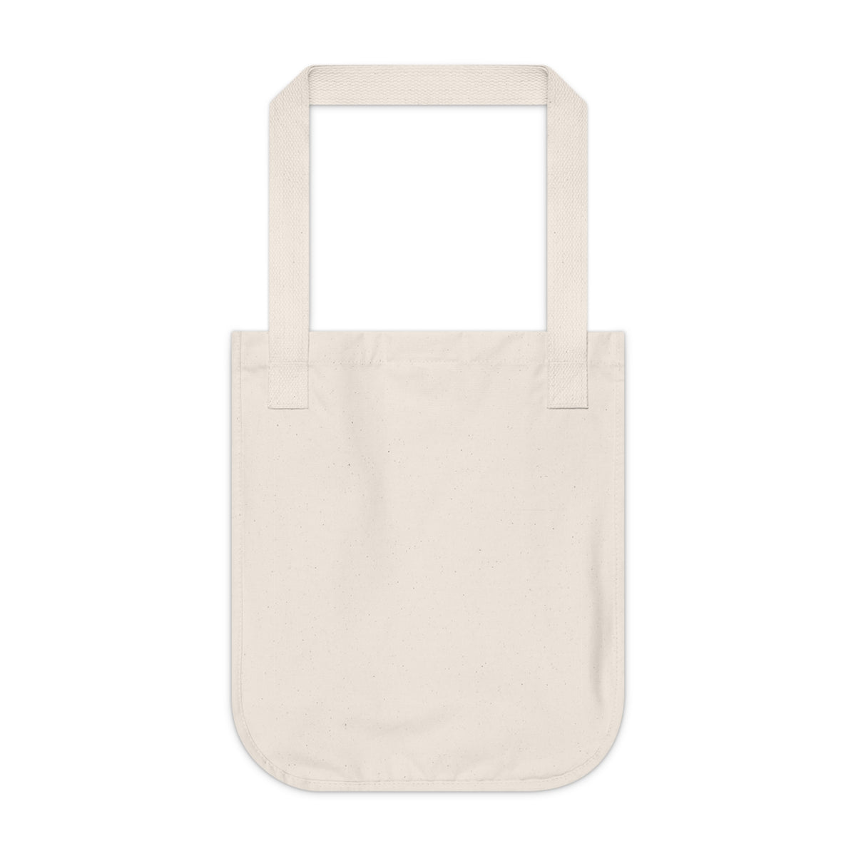 Happy shopping eco dog design tote bag in natural colourway on white background
