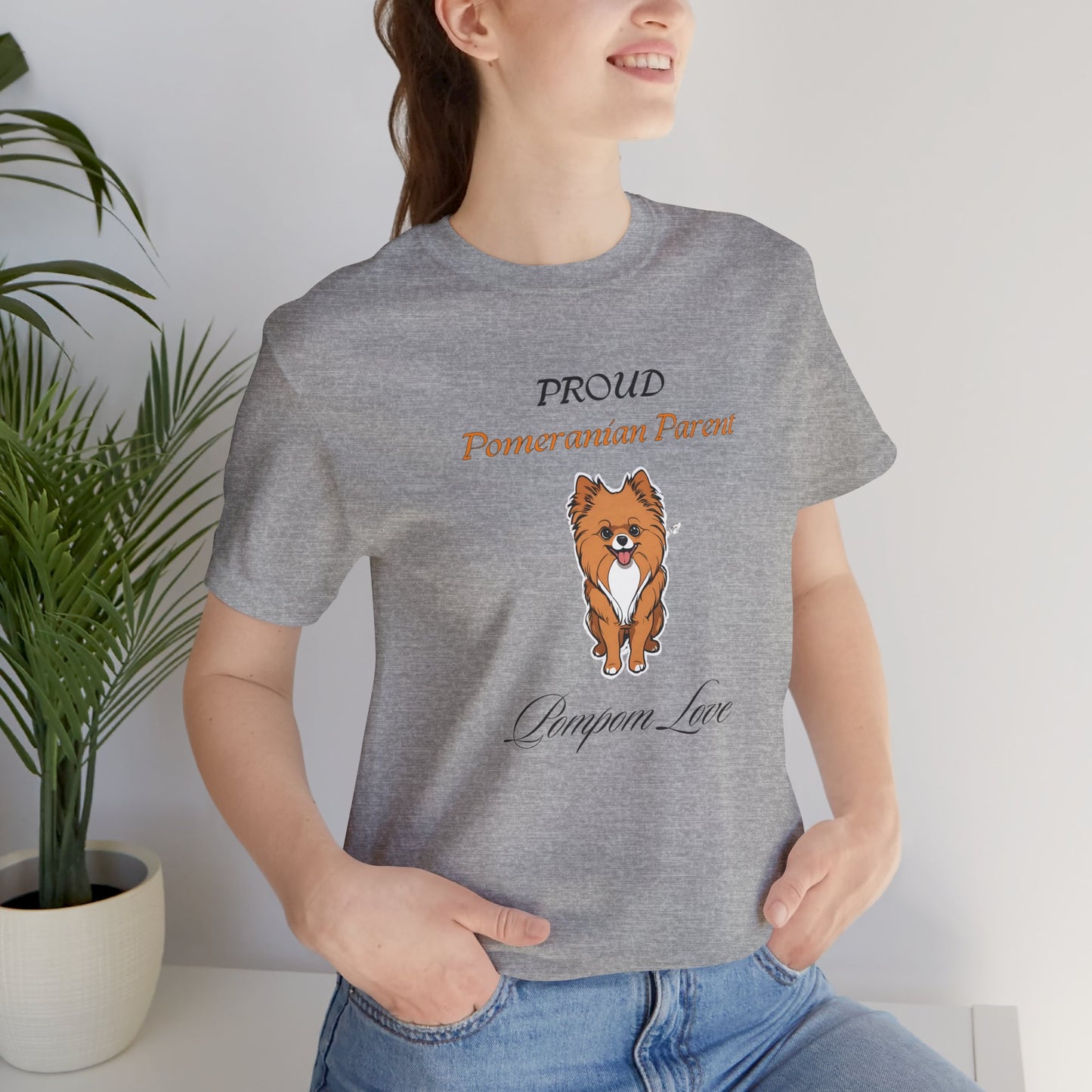 Proud Pomeranian Parent t-shirt close-up of PomPom Love print artwork