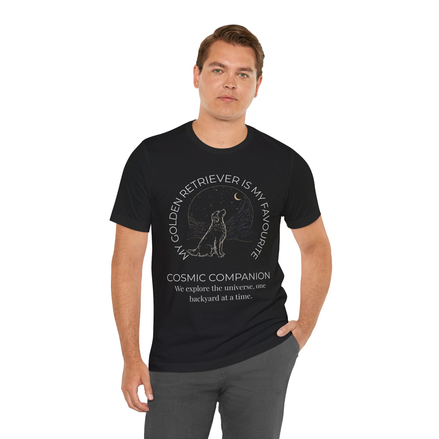 Golden Retriever Cosmic Companion Tee — "My Golden Retriever Is My Favourite" Dog Lover T‑Shirt