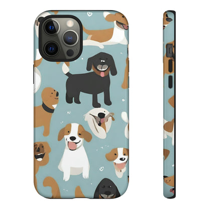 Sniffwagglendwalk™ Multi Dog Design Tough Phone Case. - Sniff Waggle And Walk