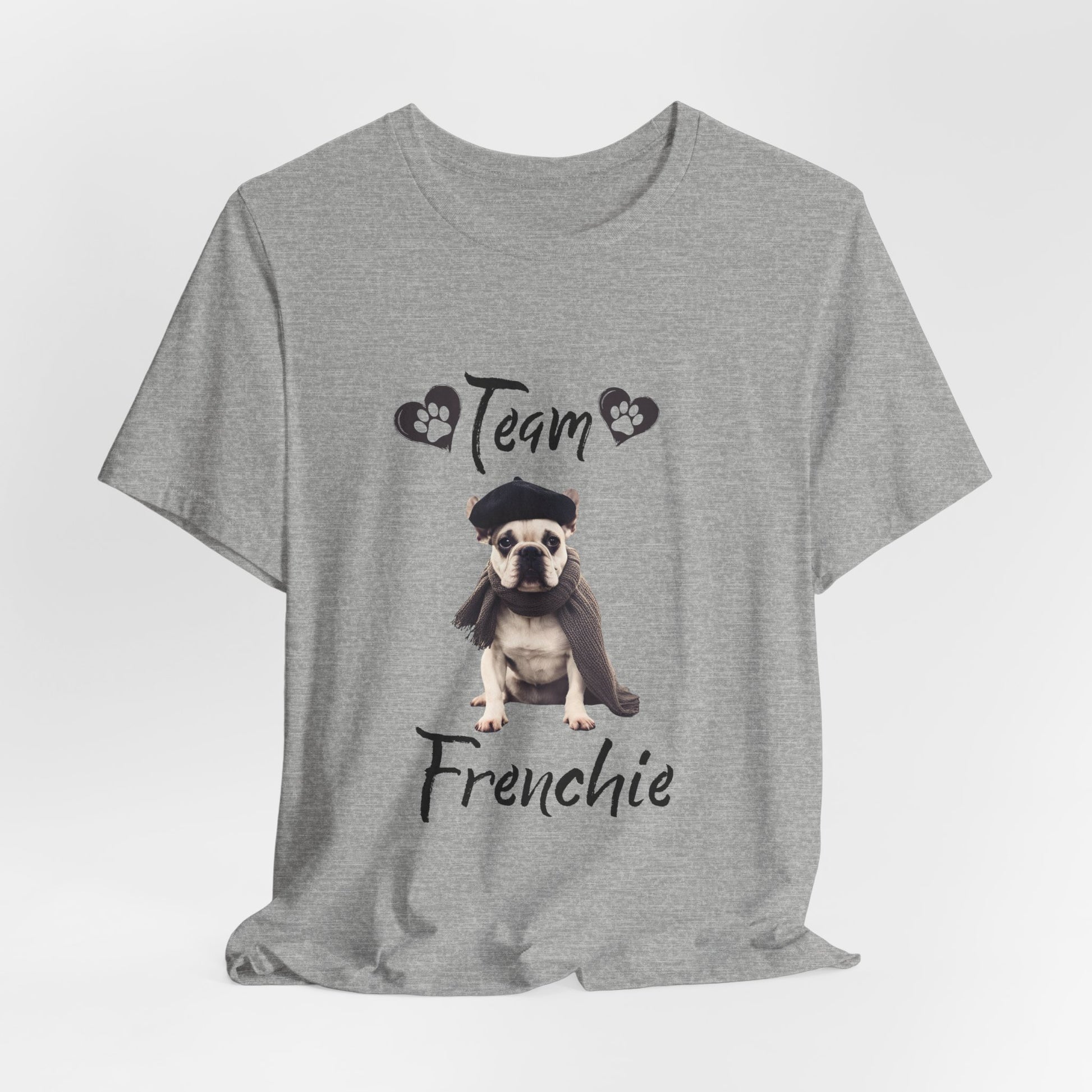 Team Frenchie French Bulldog t-shirt size and fit reference image