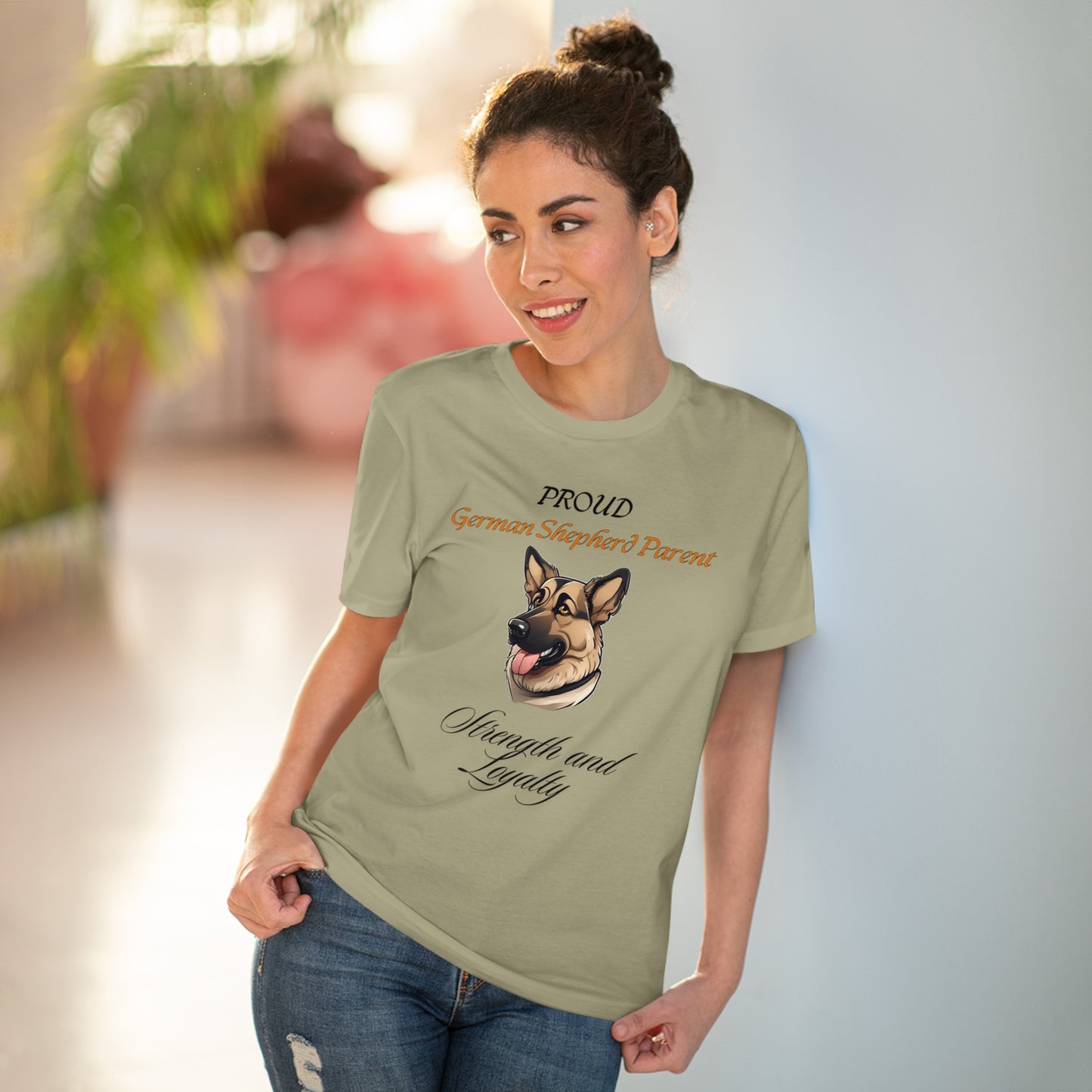 PROUD GERMAN SHEPHARD PARENT. "strength and loyalty" Dog Themed Soft Organic T-shirt - Unisex - Sniff Waggle And Walk