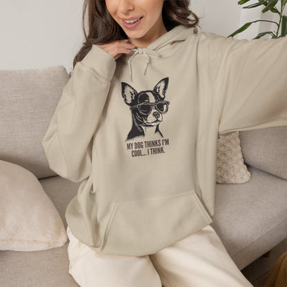 Light pink funny dog hoodie detail