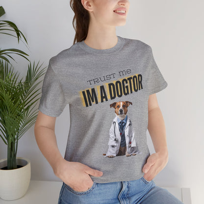 Trust Me I'm a Dogtor organic cotton t-shirt, eco-friendly vet gift
