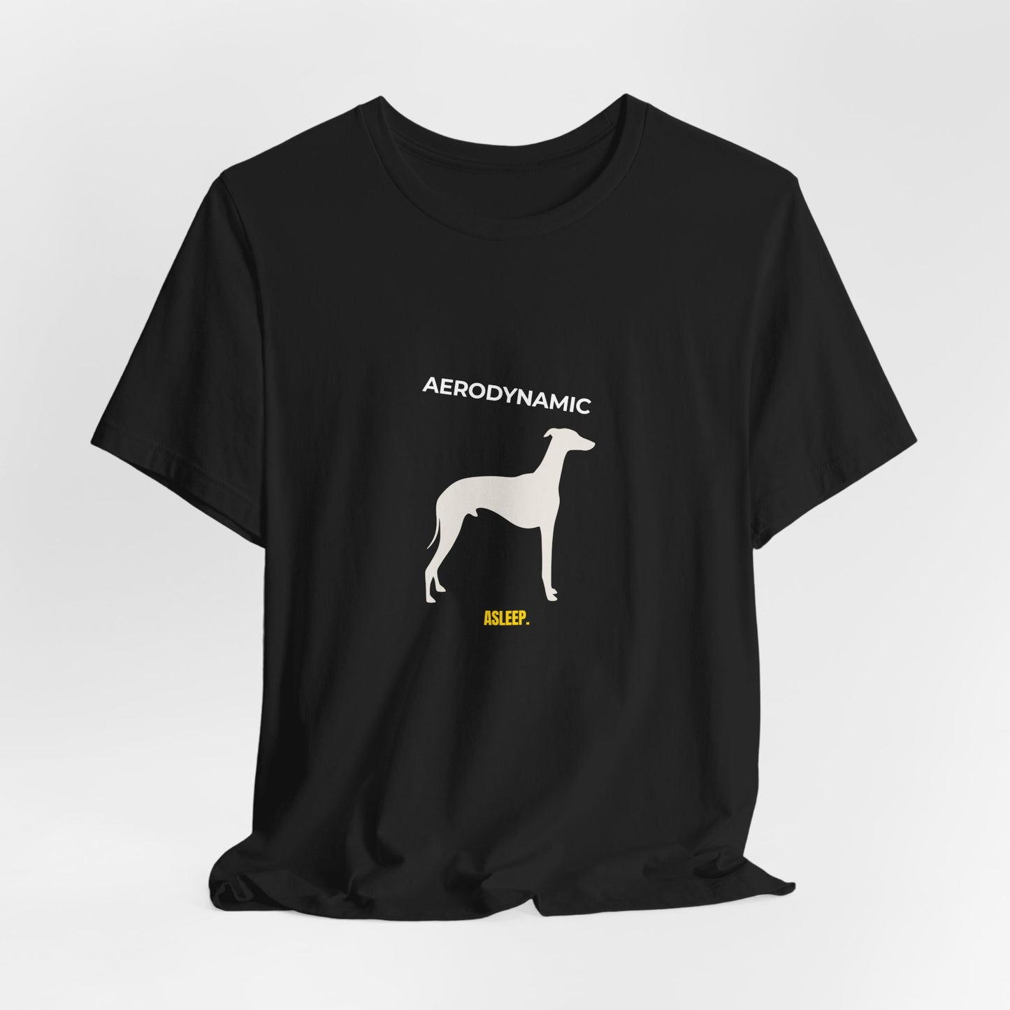 Aerodynamic Greyhound T‑Shirt — Silhouette Dog Graphic Tee (Includes "AERODYNAMIC")