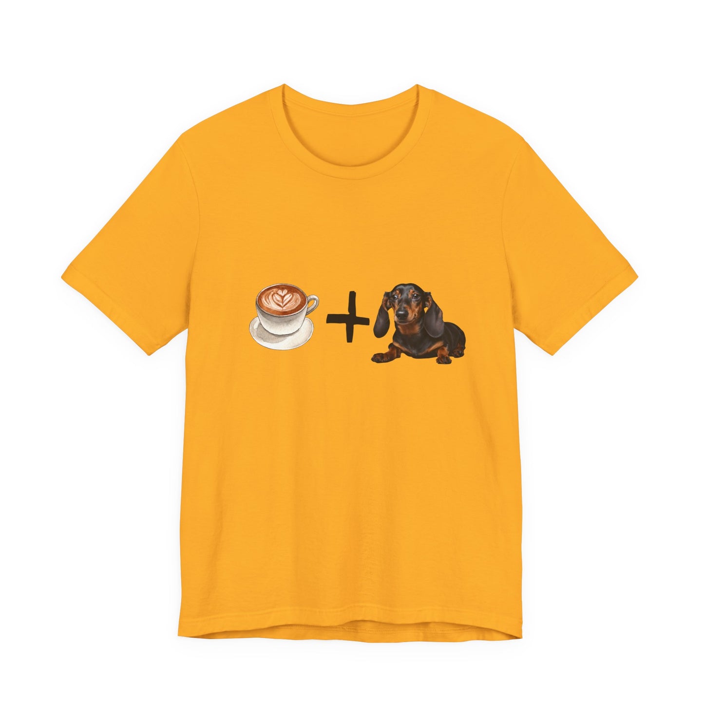 Coffee and Dachshunds T-Shirt — Heather Forest — organic cotton — SniffWaggleNWalk™