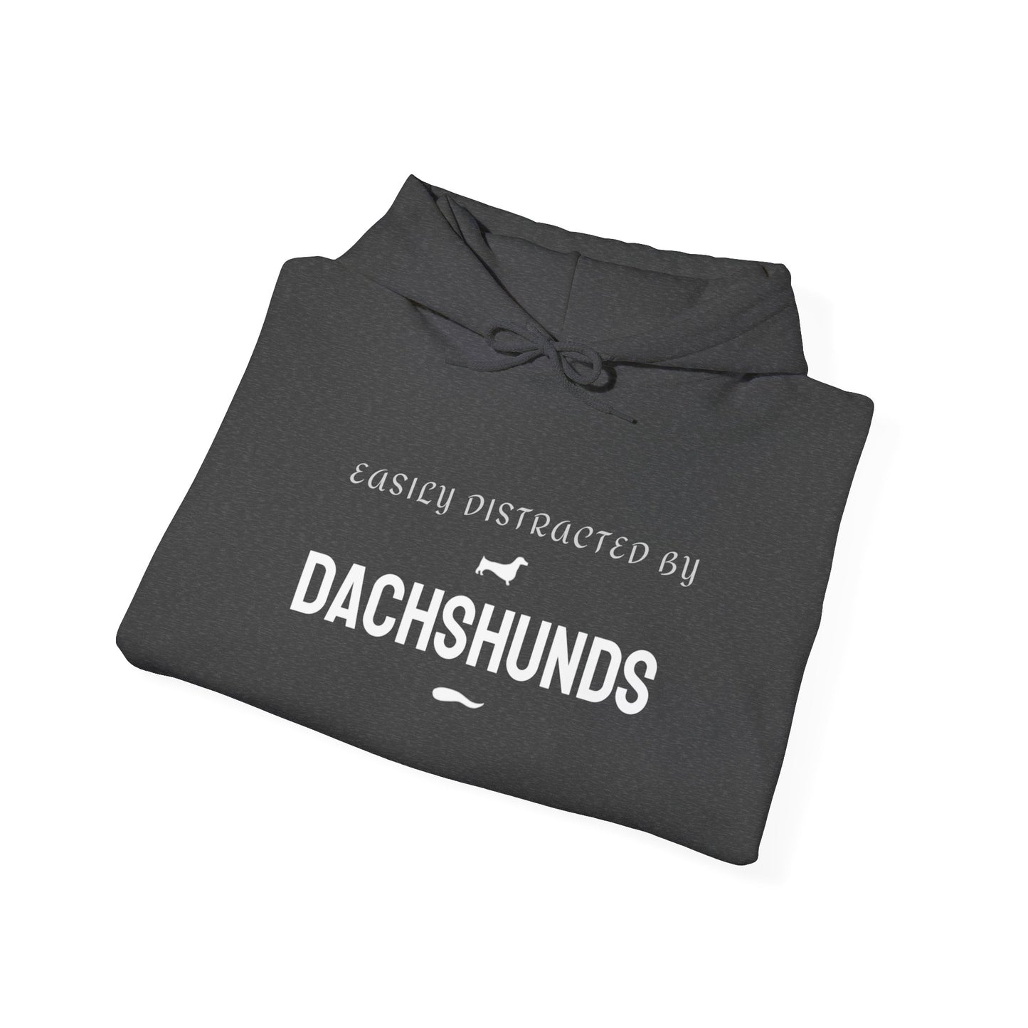 Dachshund lover hoodie worn outdoors on a dog walk