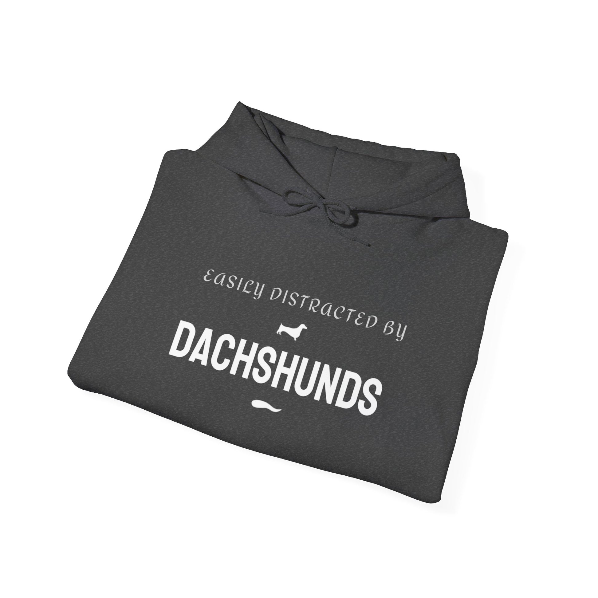 Dachshund lover hoodie worn outdoors on a dog walk
