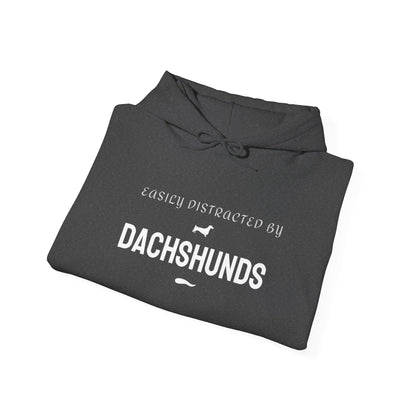 Dachshund lover hoodie worn outdoors on a dog walk