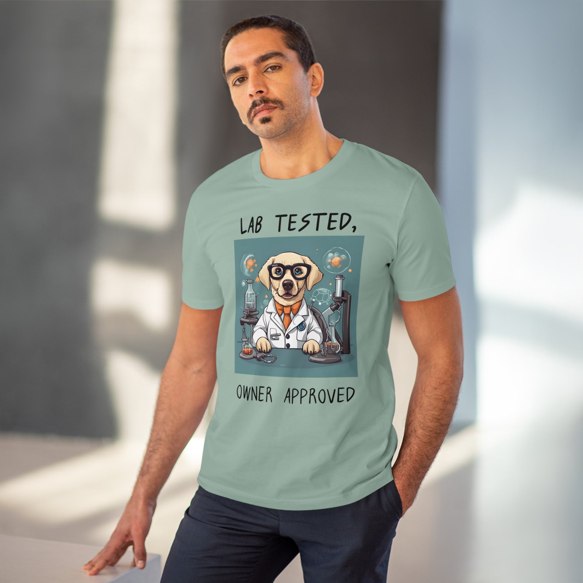 "LAB TESTED OWNER APPROVED" Organic T-shirt - Unisex by sniffwagglenwalk™ - Sniff Waggle And Walk