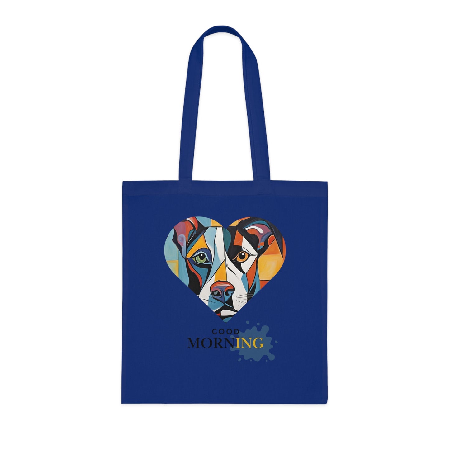 Cotton Tote Bag - Abstract Dog Heart Design with Good Morning Text-Sniffwaggleandwalk™