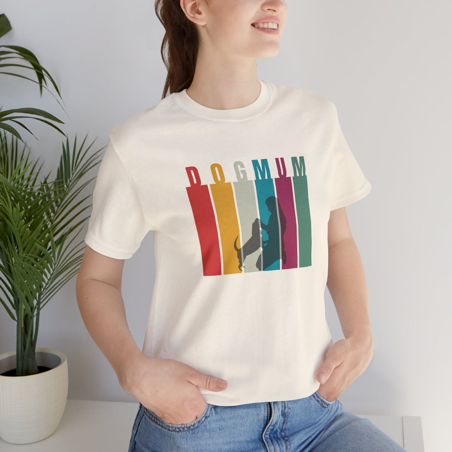 Dog Mum T-Shirt — woman and dog silhouette print close-up