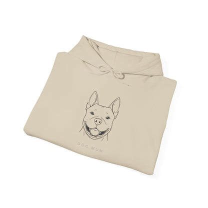 Staffie line art Dog Mum hoodie flat lay