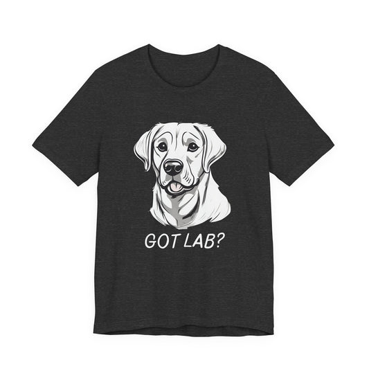 GOT LAB? Labrador slogan t-shirt in Black, flat lay front view