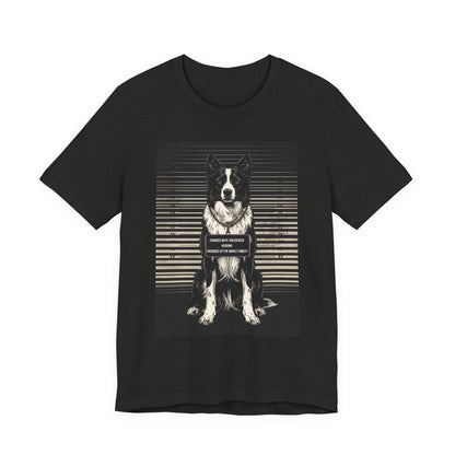 Size chart for the Border Collie True Crime Night Shift t-shirt