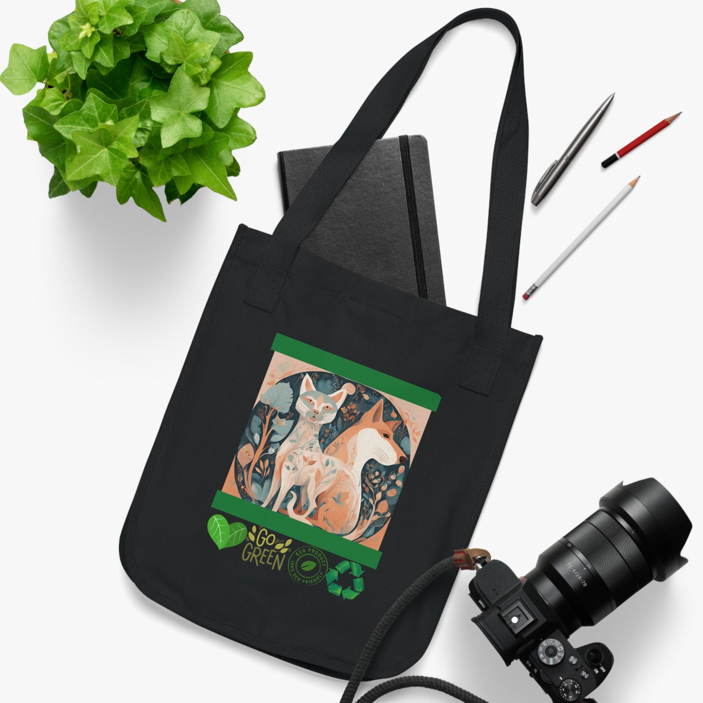 Organic Tote Bag - Nature-Inspired Dog in the Forest Design-Sniffwaggleandwalk™