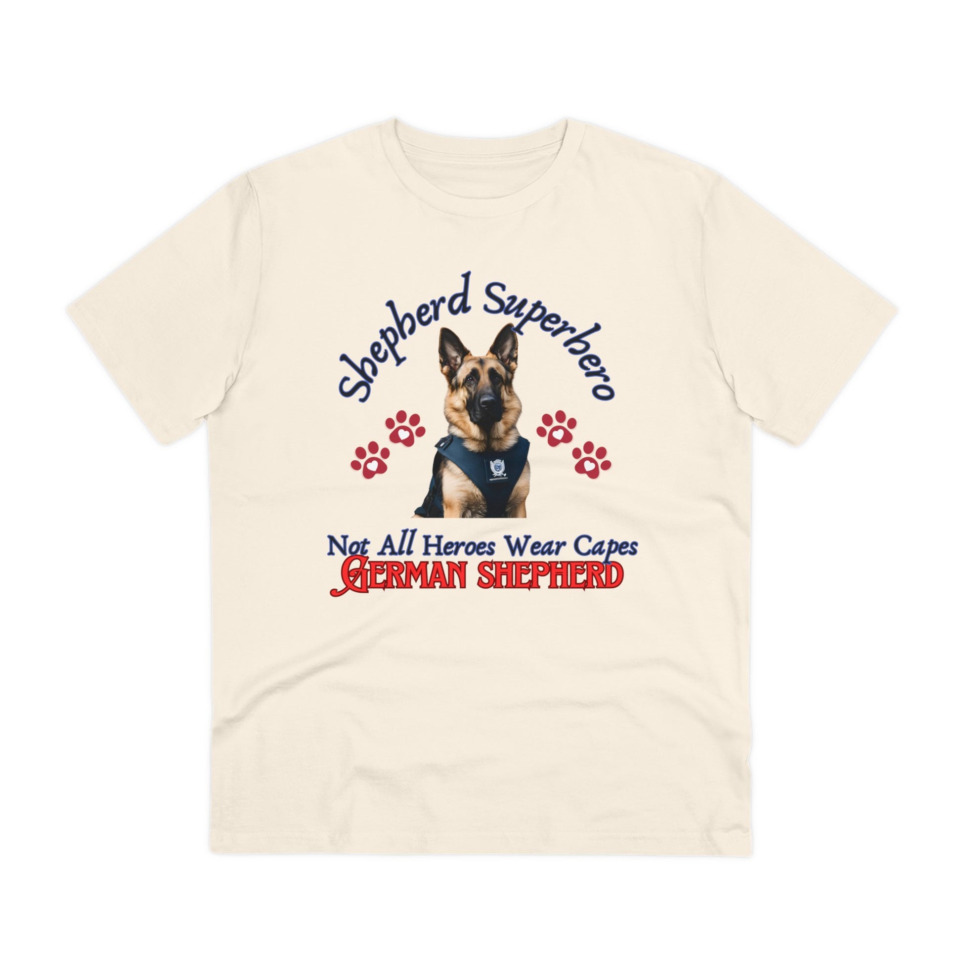 SHEPHERD SUPERHERO "NOT ALL HEROS WEAR CAPES" Soft Organic T-shirt - Unisex - Sniff Waggle And Walk