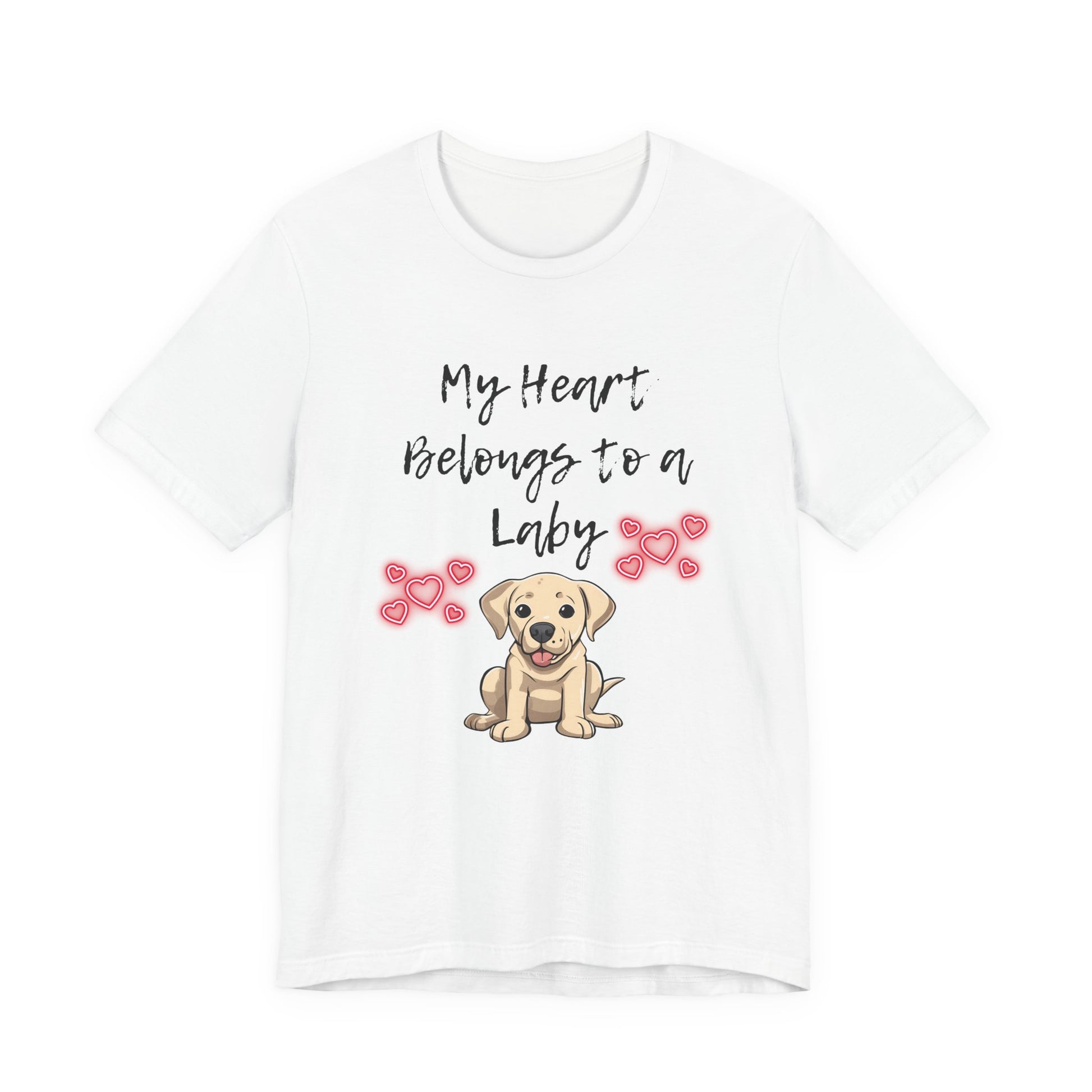 My Heart Belongs to a Laby Labrador t-shirt in White, flat lay front view