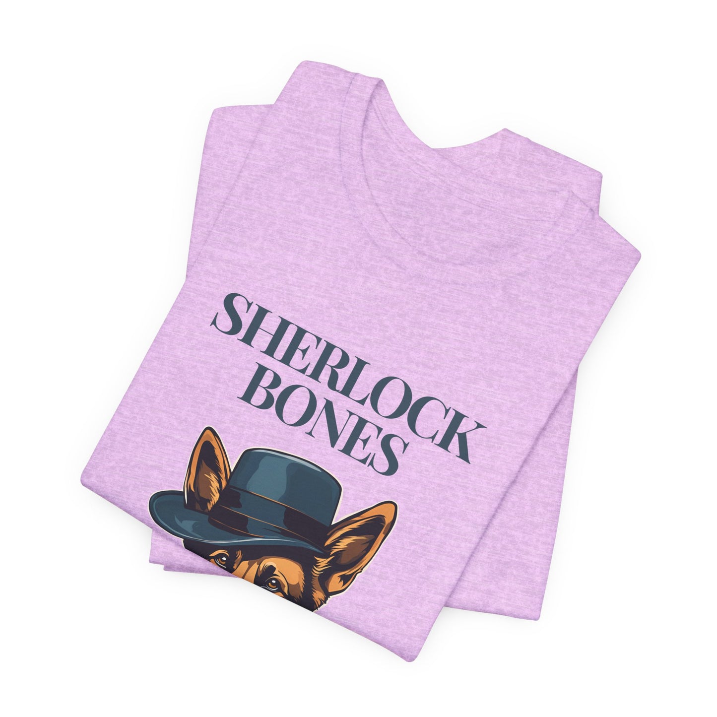 Sherlock Bones Detective Dog T-Shirt — Dark Grey Heather — funny organic tee — SniffWaggleNWalk™