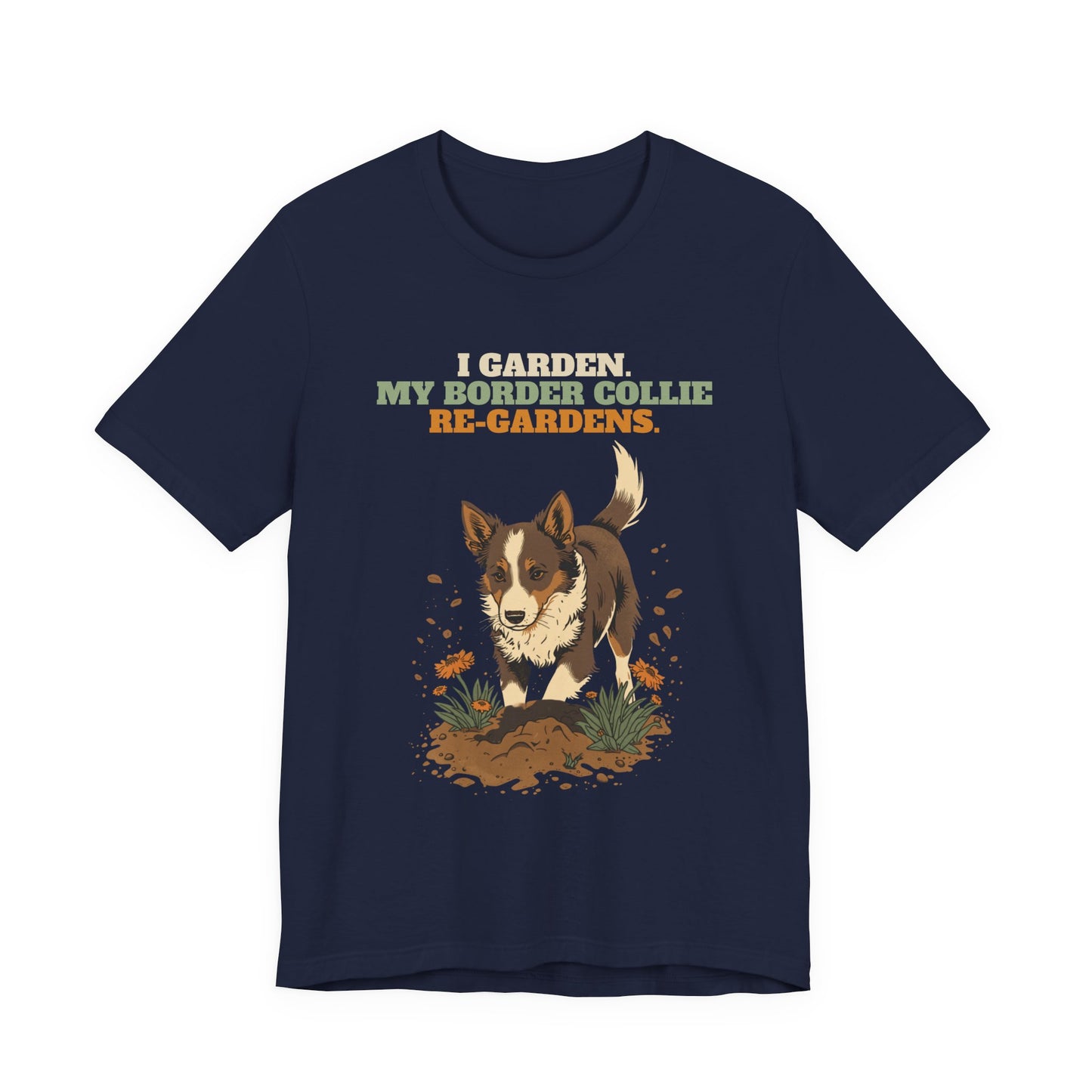 Border collie gardening unisex tee front