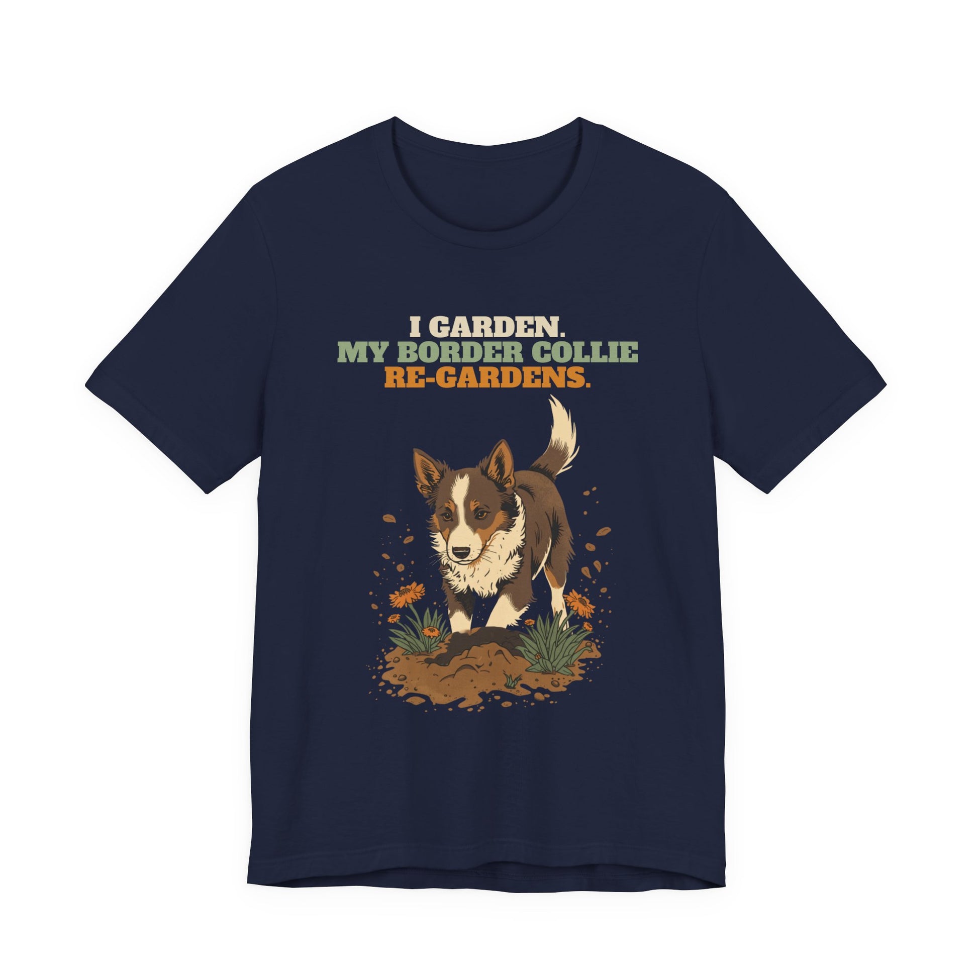 Border collie gardening unisex tee front