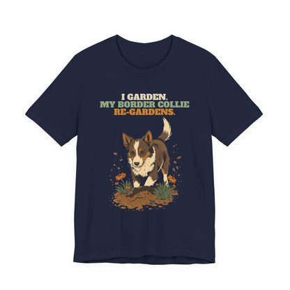 Border collie gardening unisex tee front