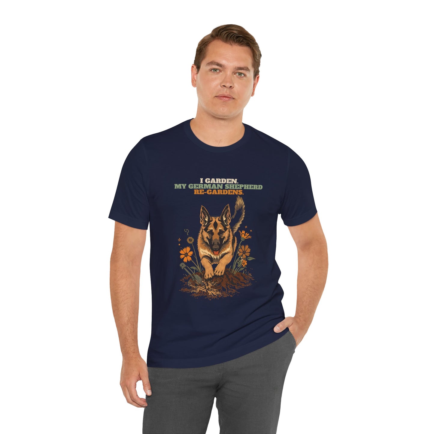 German shepherd re-gardens gardening gift t-shirt