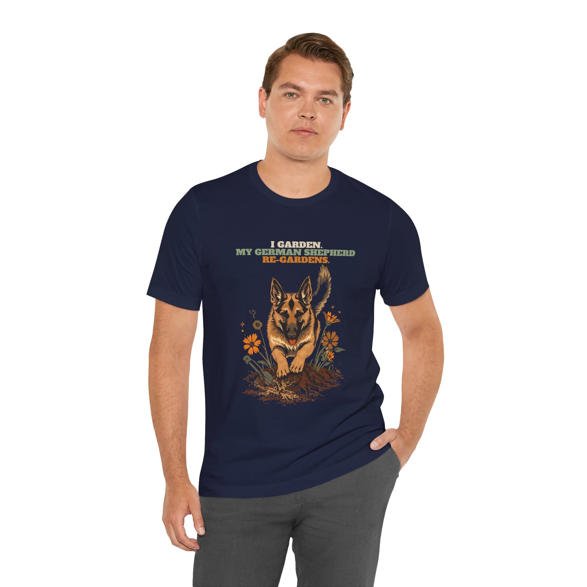 German shepherd re-gardens gardening gift t-shirt