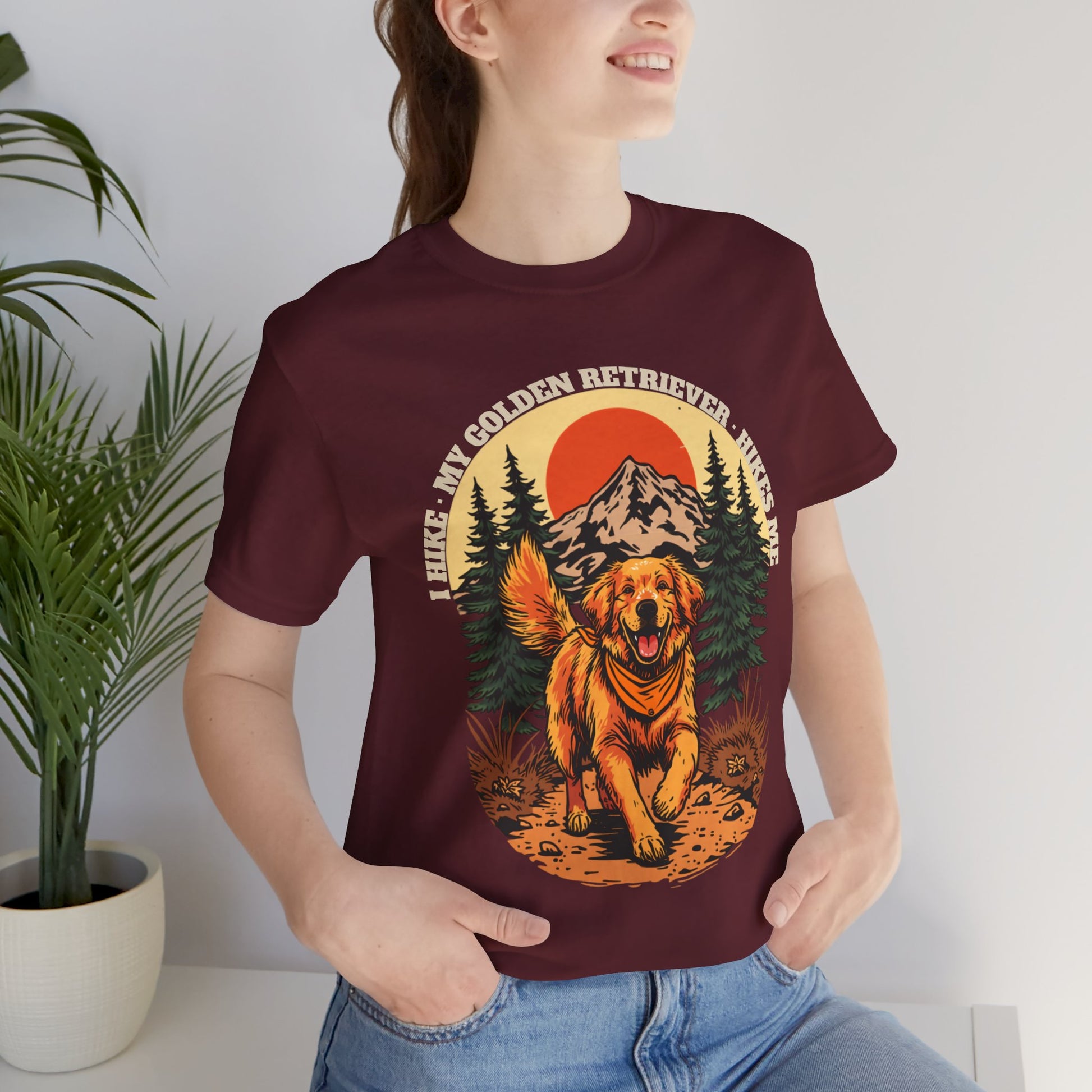 I Hike My Golden Retriever Hikes Me tee, dark colour — SniffWaggleNWalk