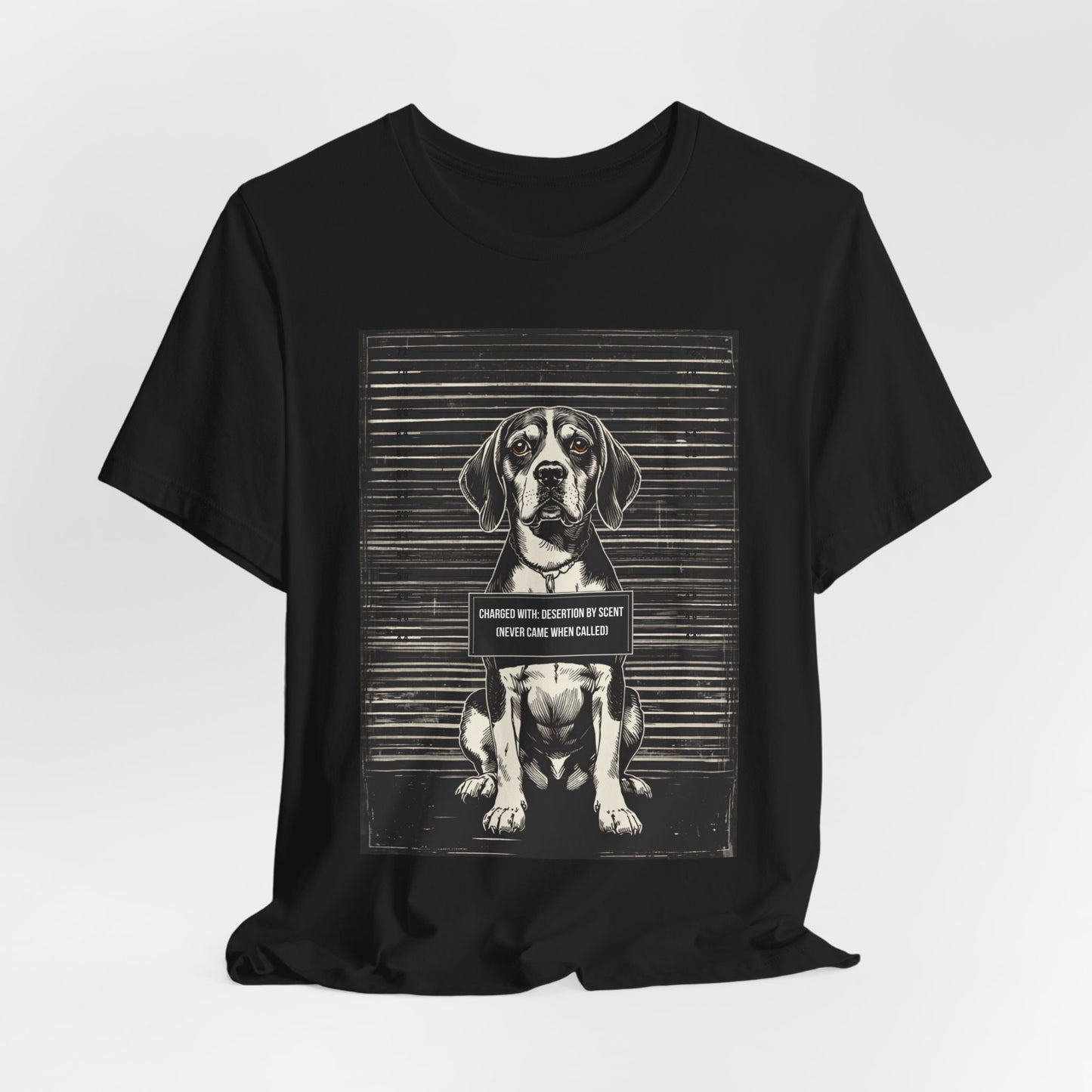 Beagle True Crime Night Shift t-shirt colour options, black, dark grey heather, black heather