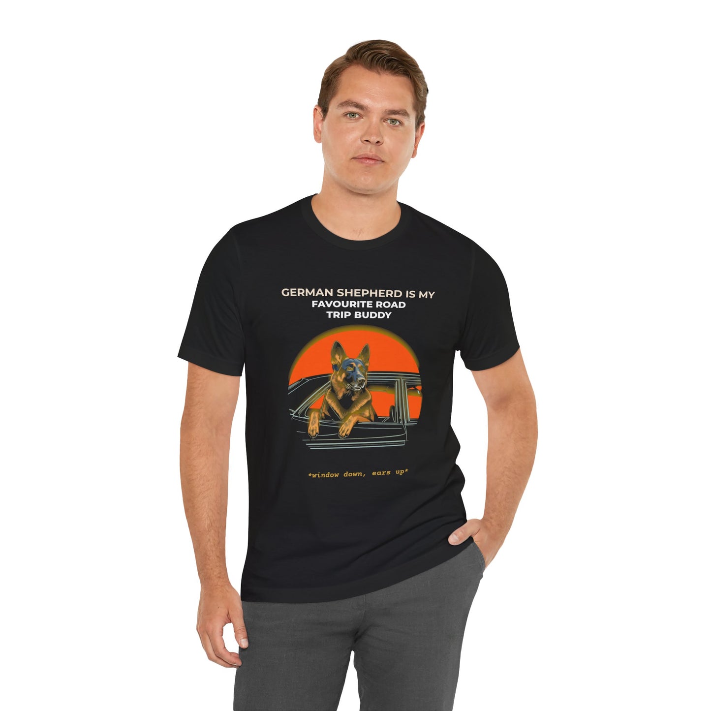 German Shepherd Road Trip T‑Shirt — "German Shepherd Is My Favourite Road Trip Buddy"