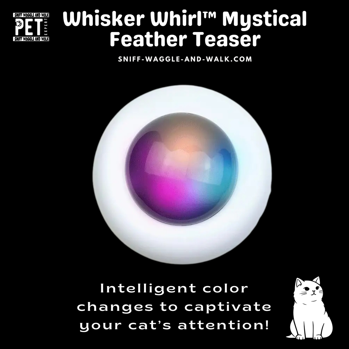 Automatic UFO Feather Teaser Cat Toy with Obstacle Avoidance & Hair Collector — Whisker Whirl™