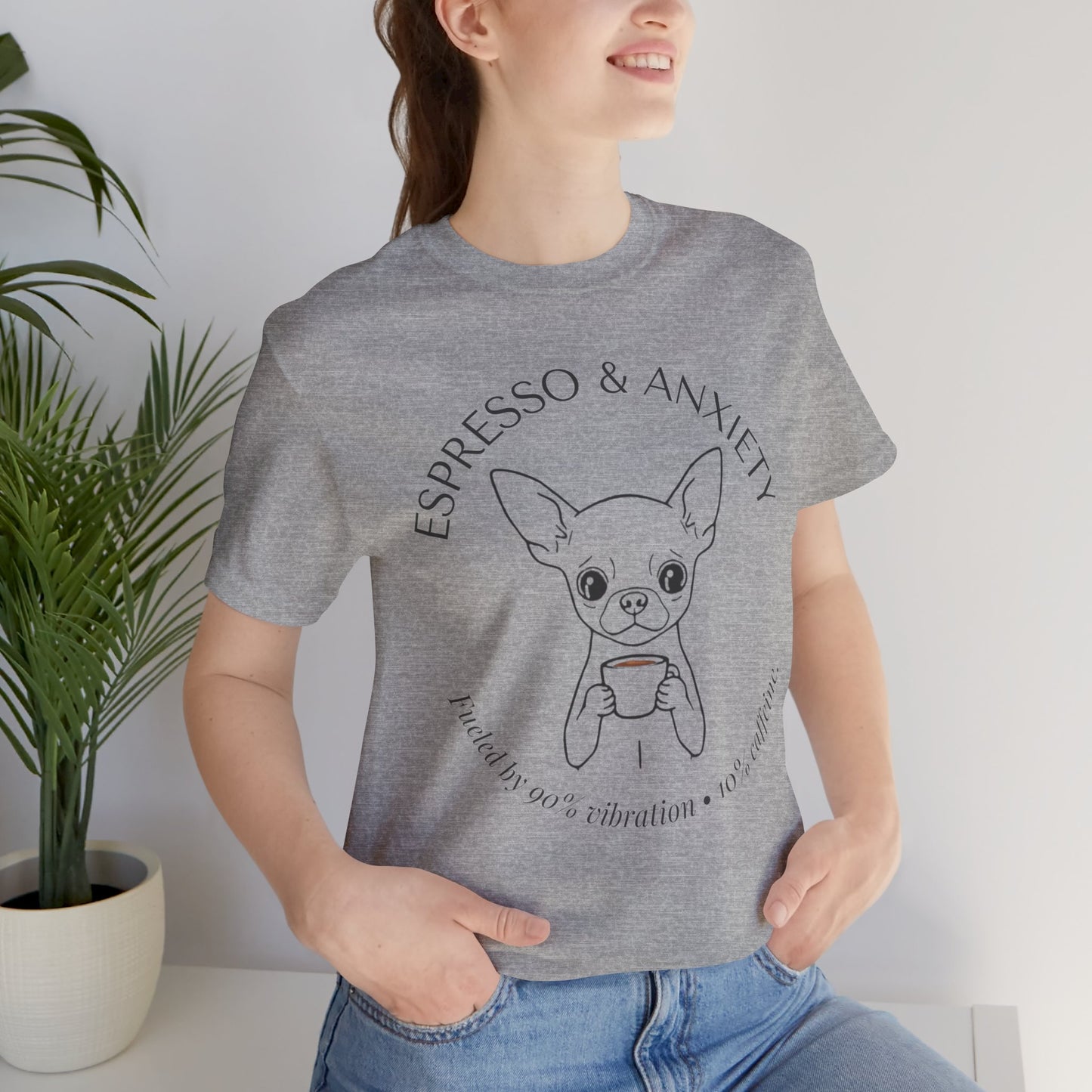Espresso & Anxiety Chihuahua Tee — Cute Coffee Dog Graphic T-Shirt