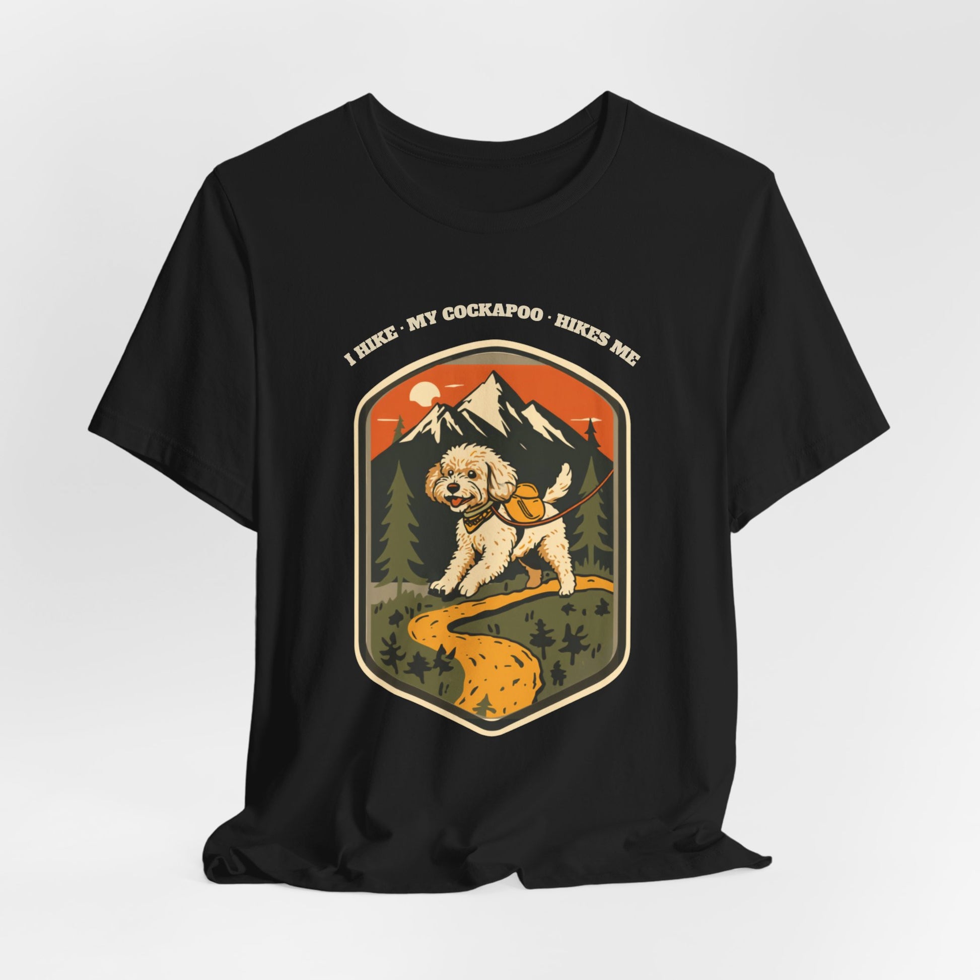 Navy cockapoo hiking t-shirt for outdoor dog lovers