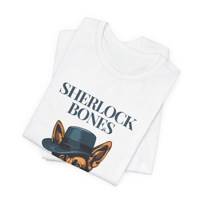 Sherlock Bones Detective Dog T-Shirt — Dark Grey Heather — dog mum gift — SniffWaggleNWalk™