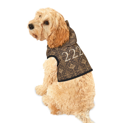 222 alignment pet hoodie in vintage brown from the Stillness Collection with spiritual tapestry-inspired design